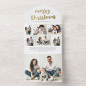 Gold Script Merry kerstfoto Holiday All In One Uitnodiging (Binnen)
