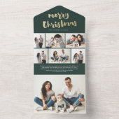 Gold Script Merry kerstfoto Holiday All In One Uitnodiging (Binnen)