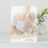 Gold Script Merry-kerstkaart in Faux Foil Feestdagenkaart (Staand voorkant)
