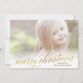 Gold Script Merry-kerstKaart in Faux-Folie Feestdagenkaart (Voorkant)