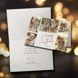 Gold Script Merry Kerstmis 5 Foto Holiday Kaart
