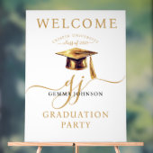 Gold Script Minimalist Graduation Party Welkom Acryl Bord (Neutraal)