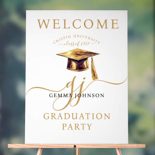 Gold Script Minimalist Graduation Party Welkom Acryl Bord (Neutraal)