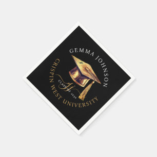 Gold Script Minimalist Graduation Party Zwart Servet