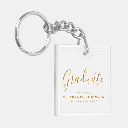 Gold Script Modern Afstuderen Sleutelhanger (Voorkant Links)