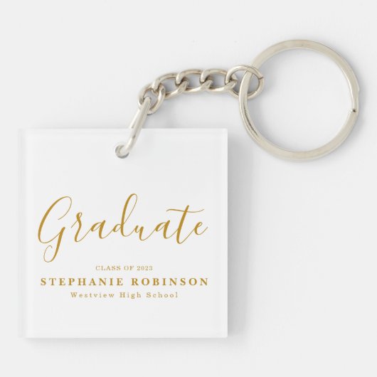 Gold Script Modern Afstuderen Sleutelhanger (Achterkant)
