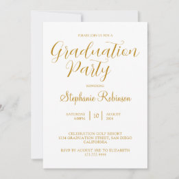 Gold Script Modern Calligraphy Graduation Party Kaart