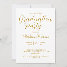 Gold Script Modern Calligraphy Graduation Party Kaart