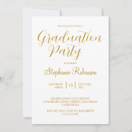 Gold Script Modern Calligraphy Graduation Party Kaart