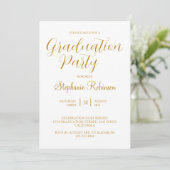 Gold Script Modern Calligraphy Graduation Party Kaart (Staand voorkant)