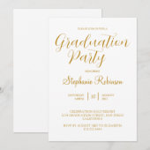 Gold Script Modern Calligraphy Graduation Party Kaart (Voorkant / Achterkant)