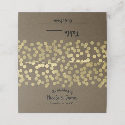 Gold Script Modern Chic Rustic Kraft Trouwtafel Plaatskaartje (Buitenkant ongevouwen)