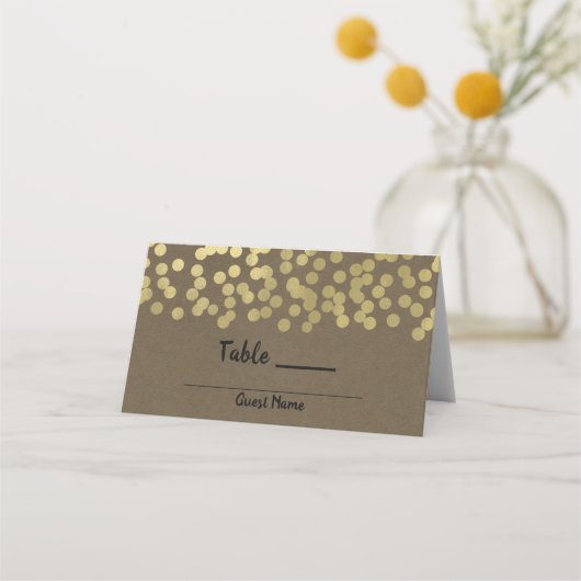 Gold Script Modern Chic Rustic Kraft Trouwtafel Plaatskaartje (Achterkant)