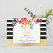 Gold Script Modern Floral Glam-Vrijgezellenfeest Kaart (Staand voorkant)