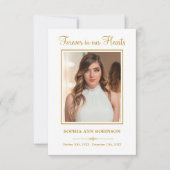 Gold Script Modern Funeral Photo Memorial Prayer Kaart (Voorkant)