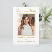 Gold Script Modern Funeral Photo Memorial Prayer Kaart (Staand voorkant)
