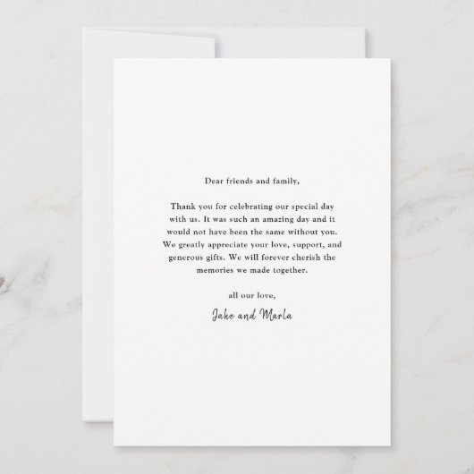 Gold Script Modern Minimal Photo Wedding Bedankkaart (Achterkant)