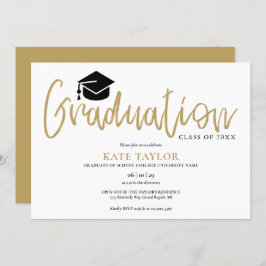 Gold Script Modern Simple Graduation Party Kaart