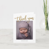 Gold Script Modern Simple Photo Baby Bedankkaart (Voorkant)