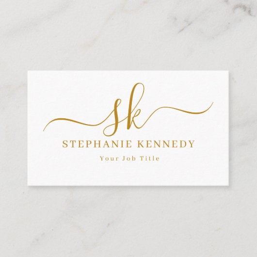 Gold Script Modern Visitekaartje (Voorkant)
