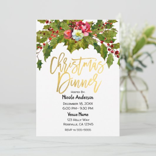 Gold Script Moderne kerstfeestdag Kaart (Staand voorkant)