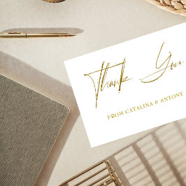 Gold Script Moderne Minimalistische bedankkaart
