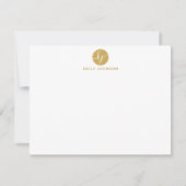 Gold Script Monogram Cirkel Modern Elegant Classic Notitiekaartje (Voorkant)