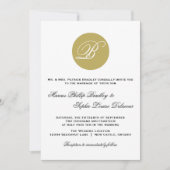Gold Script Monogram Formele Weddenschappen Uitnod Kaart (Voorkant)