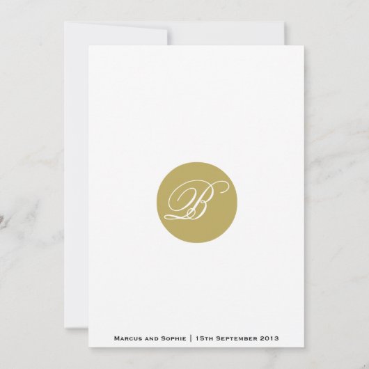 Gold Script Monogram Formele Weddenschappen Uitnod Kaart (Achterkant)