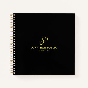 Gold Script Monogram Initiaal Business Elegant Notitieboek