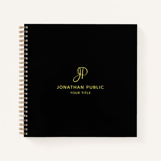 Gold Script Monogram Initiaal Business Elegant Notitieboek (Voorkant)