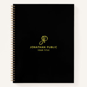 Gold Script Monogram Initiaal Business Professiona Notitieboek