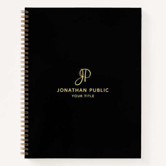 Gold Script Monogram Initiaal Business Professiona Notitieboek (Voorkant)