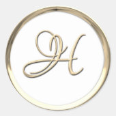Gold Script Monogram Initiaal H op elke kleur Ronde Sticker (Voorkant)