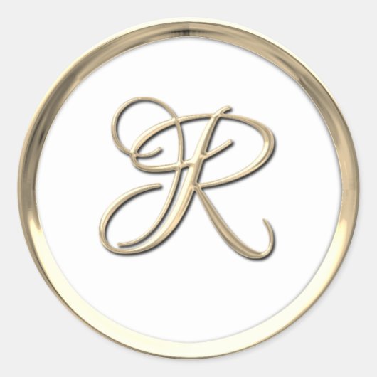 Gold Script Monogram Initiaal R op elke kleur Ronde Sticker (Voorkant)