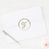 Gold Script Monogram Initiaal T op elke kleur Ronde Sticker (Envelop)