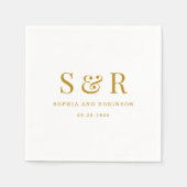 Gold Script Monogram Minimalist Weddenschap Servet (Voorkant)