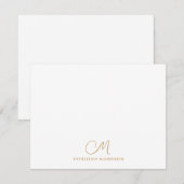 Gold Script Monogram Moderne briefpapier Notitiekaartje (Voorkant / Achterkant)