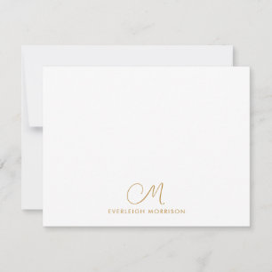 Gold Script Monogram Moderne briefpapier Notitiekaartje