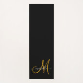 Gold Script Monogram zwart Yogamat (Voorkant)