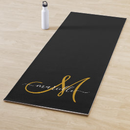 Gold Script Monogram zwart Yogamat