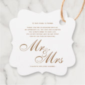 Gold Script Mr. en Mrs Wedding Bedankt Bericht Bedankjes Labels (Achterkant)