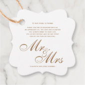 Gold Script Mr. en Mrs Wedding Bedankt Bericht Bedankjes Labels (Voorkant)