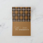 Gold script mustard plaid backer 1 foto Kerstmis Feestdagen Kaart (Binnen)