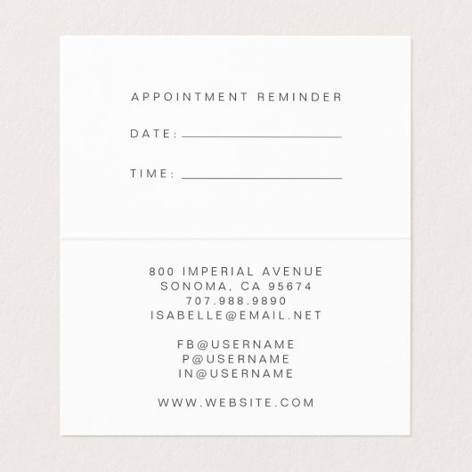 Gold Script Naam Hair Stylist Afspraak Herinnering Visitekaartje (Binnenkant ongevouwen)