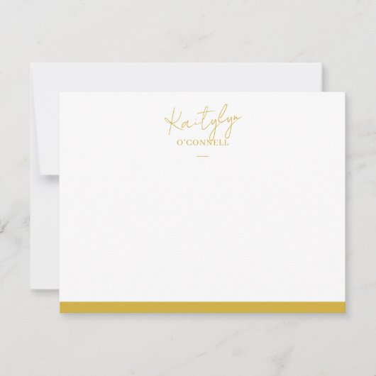 Gold Script-naam met randontwerp Notitiekaartje (Voorkant)