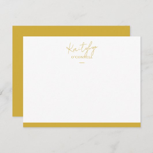 Gold Script-naam met randontwerp Notitiekaartje (Voorkant / Achterkant)