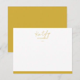 Gold Script-naam met randontwerp Notitiekaartje