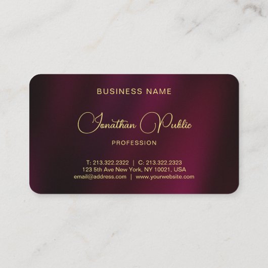 Gold Script Naam Tekst Professioneel Modern Elegan Visitekaartje (Achterkant)