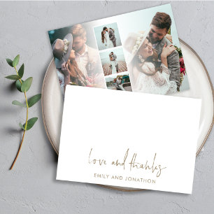 Gold Script Name 5 Photoding Wedding Love Bedankt Notitiekaartje